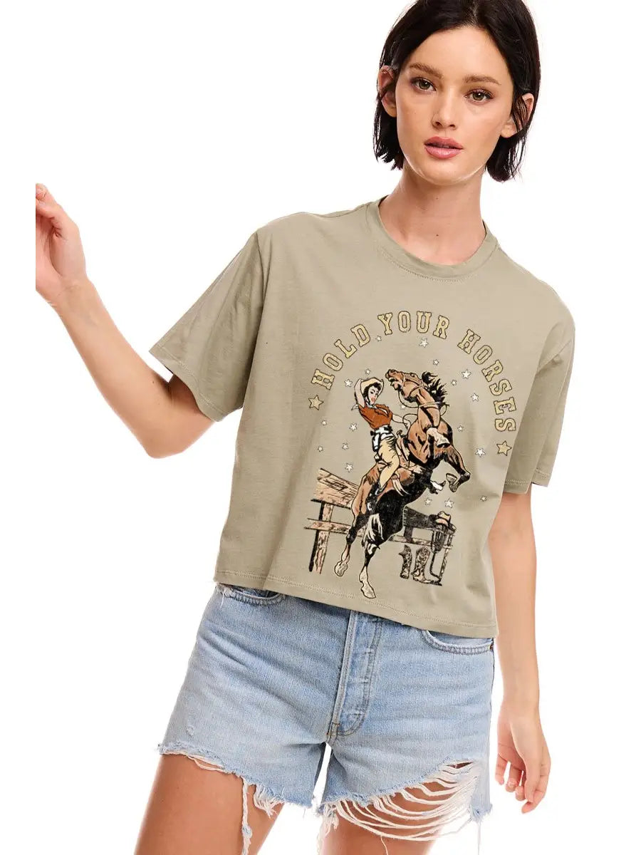 Hold Your Horses Tee / Sage