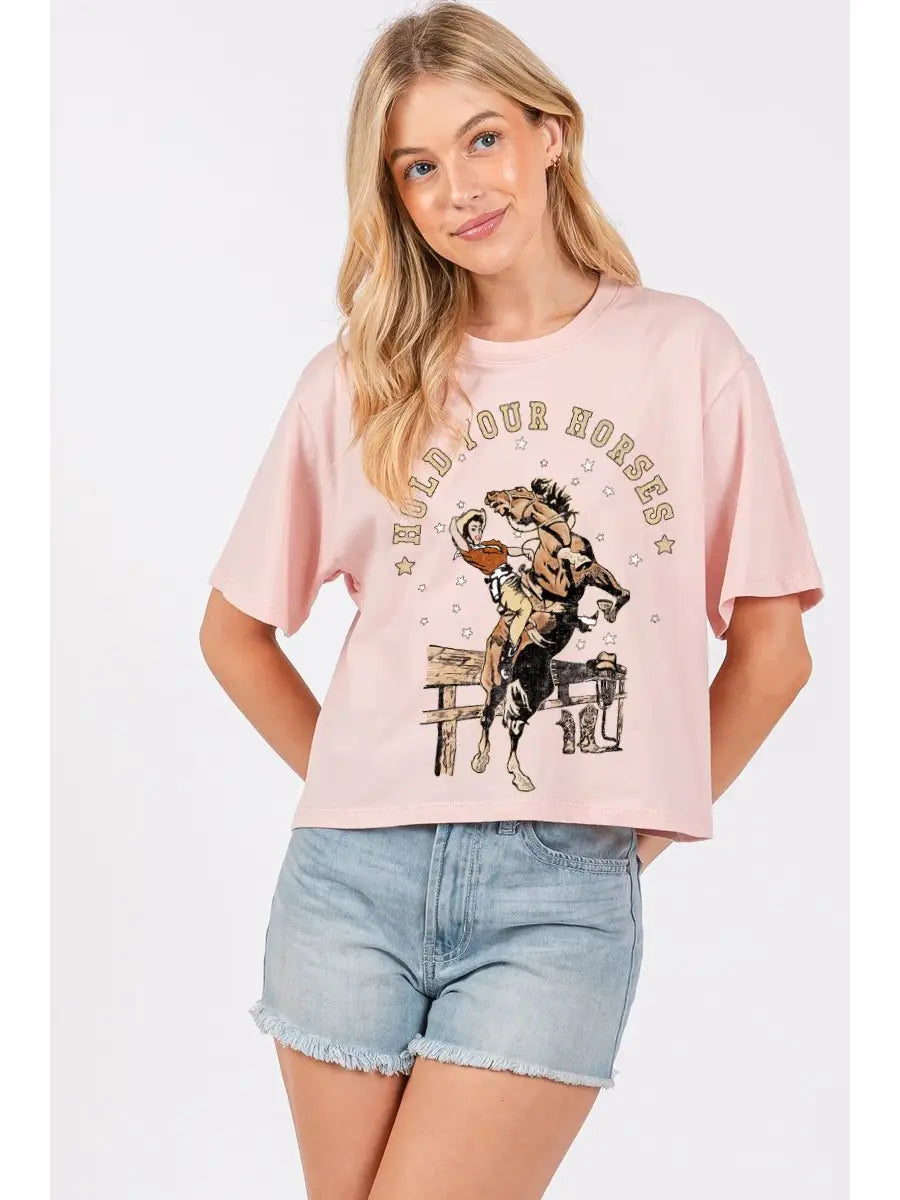 Hold Your Horses Tee / Peach