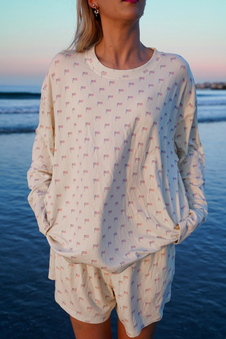 American Flag PJ Top