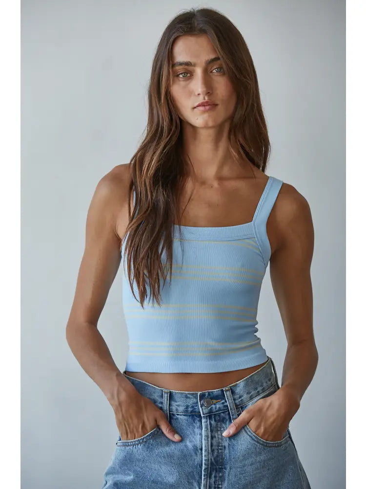 Seamless Stripe Tank / Powder Blue