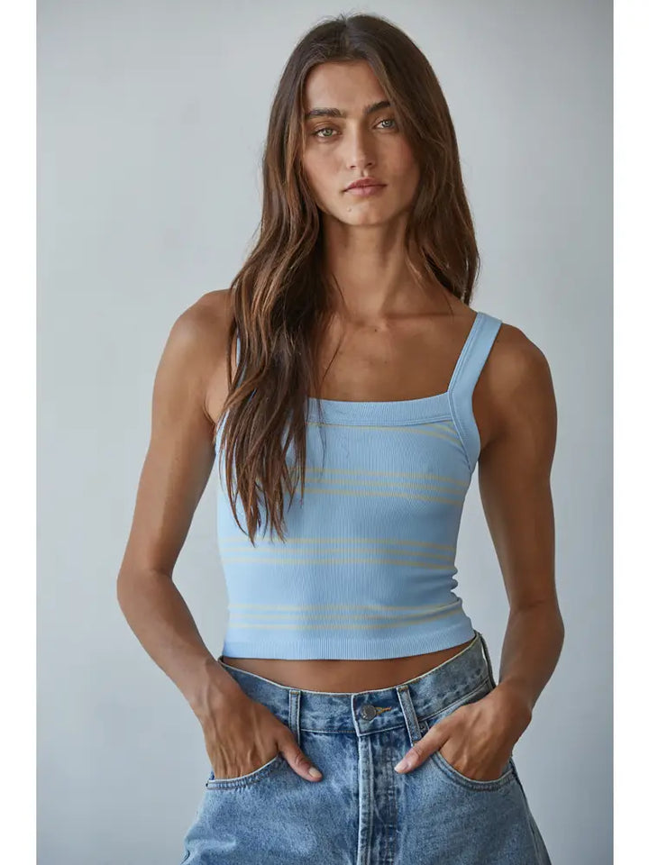 Seamless Stripe Tank / Powder Blue