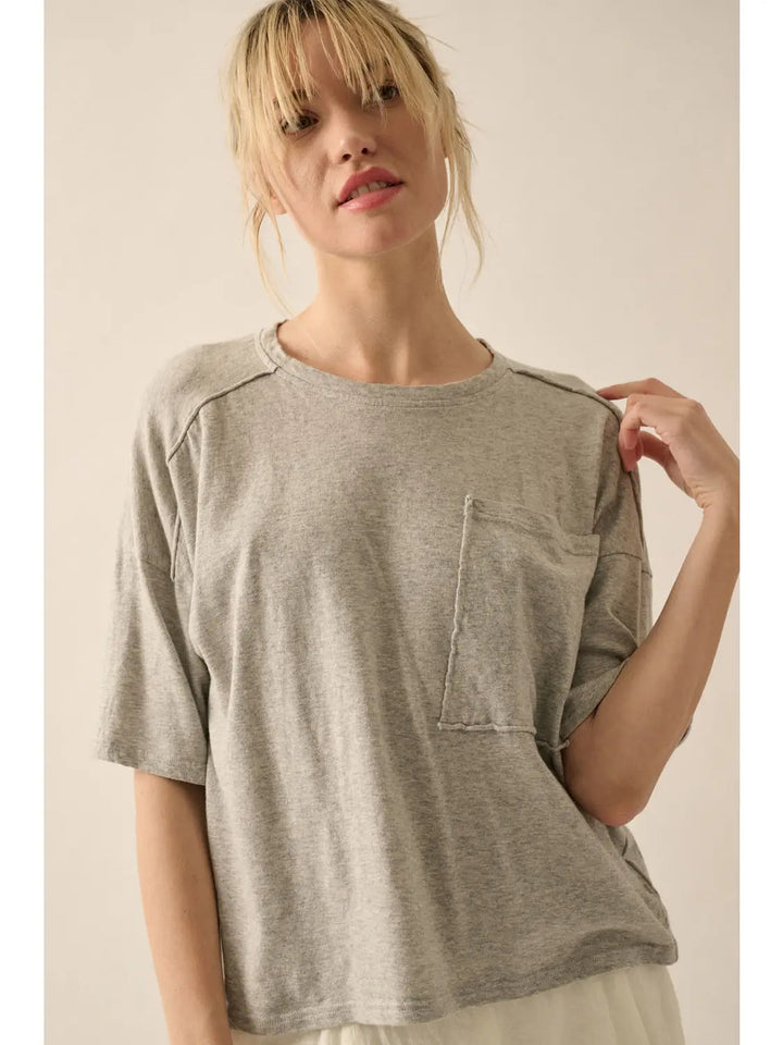 Easy Breezy Mineral-Wash Top / Heather Grey