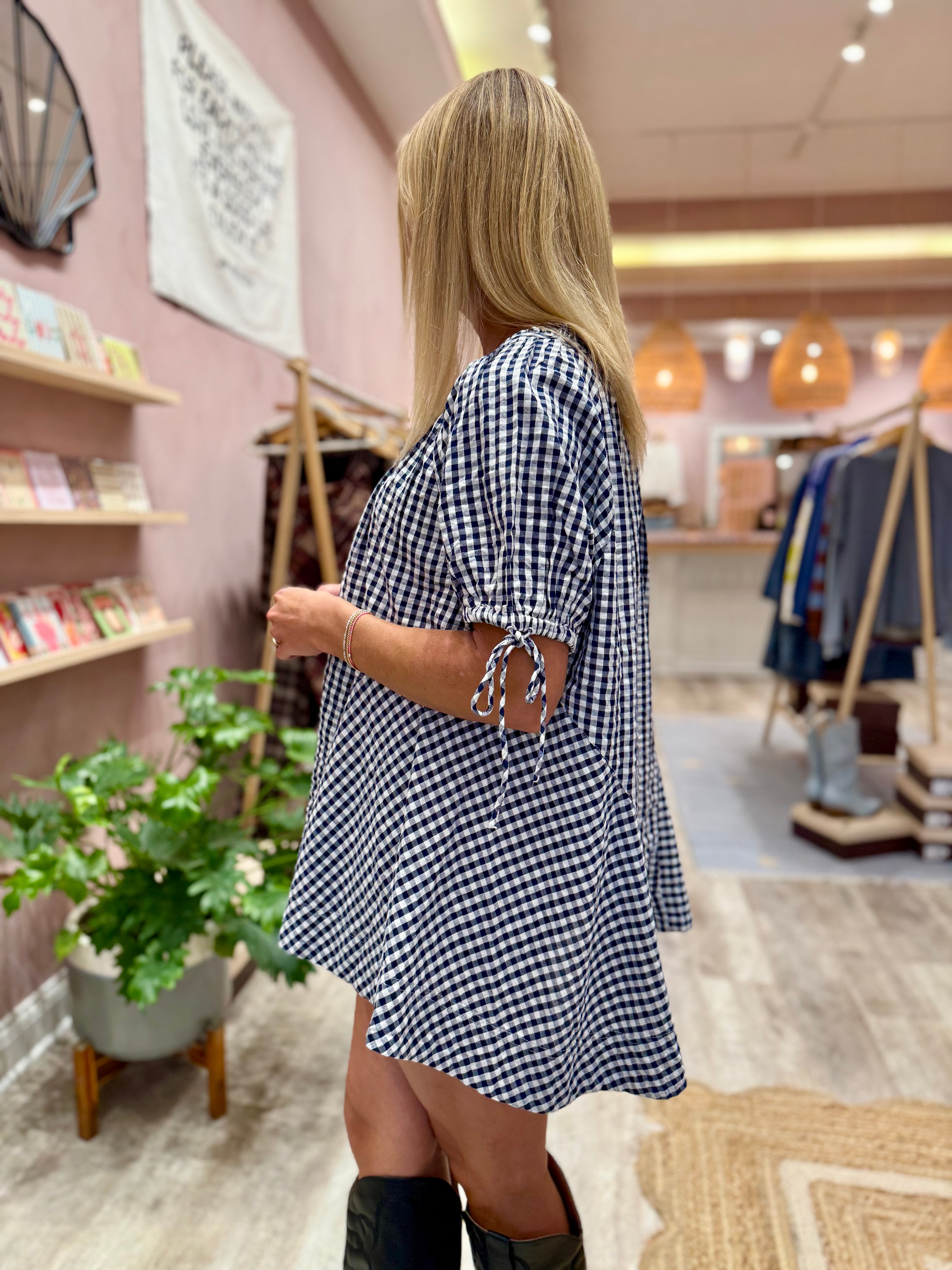 Free People Farley Gingham Tunic / Navy Combo – The Cove