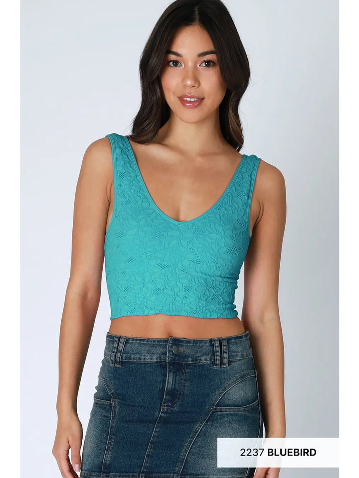Lace V Neck Tank Top