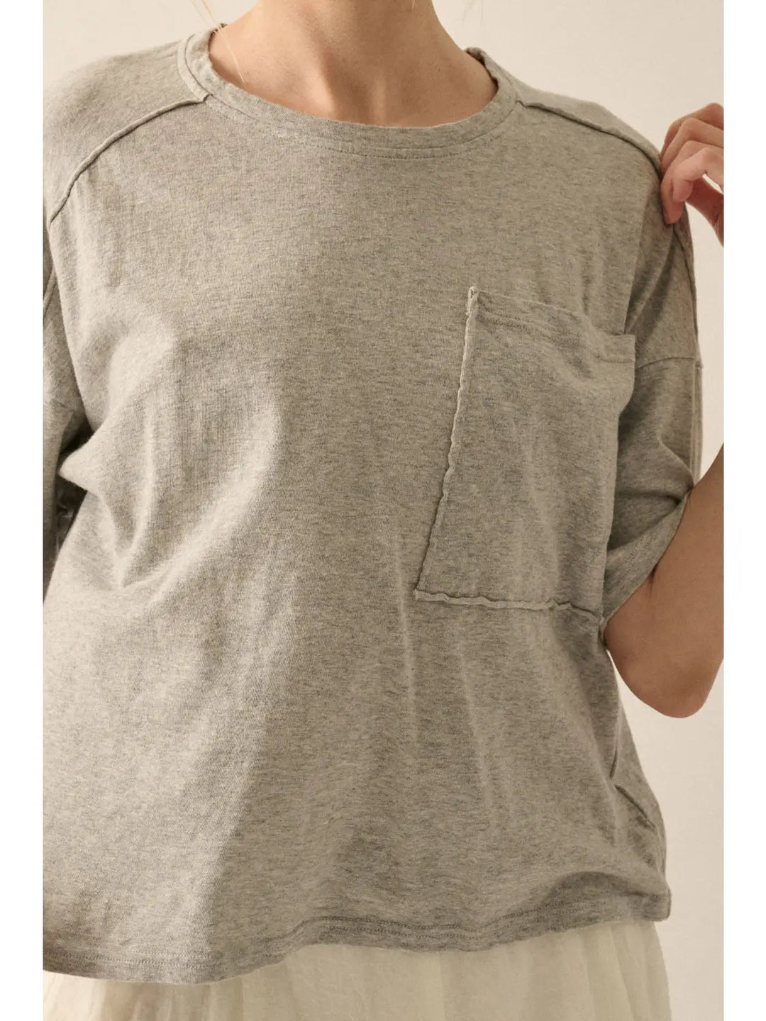 Easy Breezy Mineral-Wash Top / Heather Grey