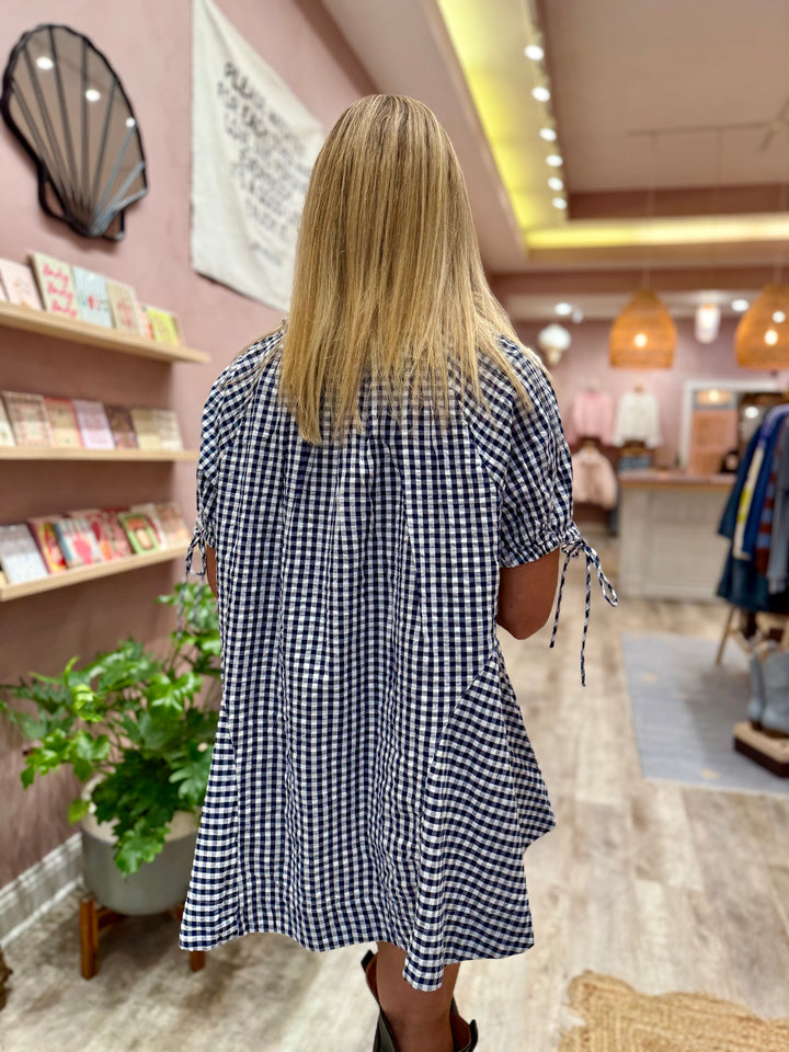 Free People Farley Gingham Tunic / Navy Combo