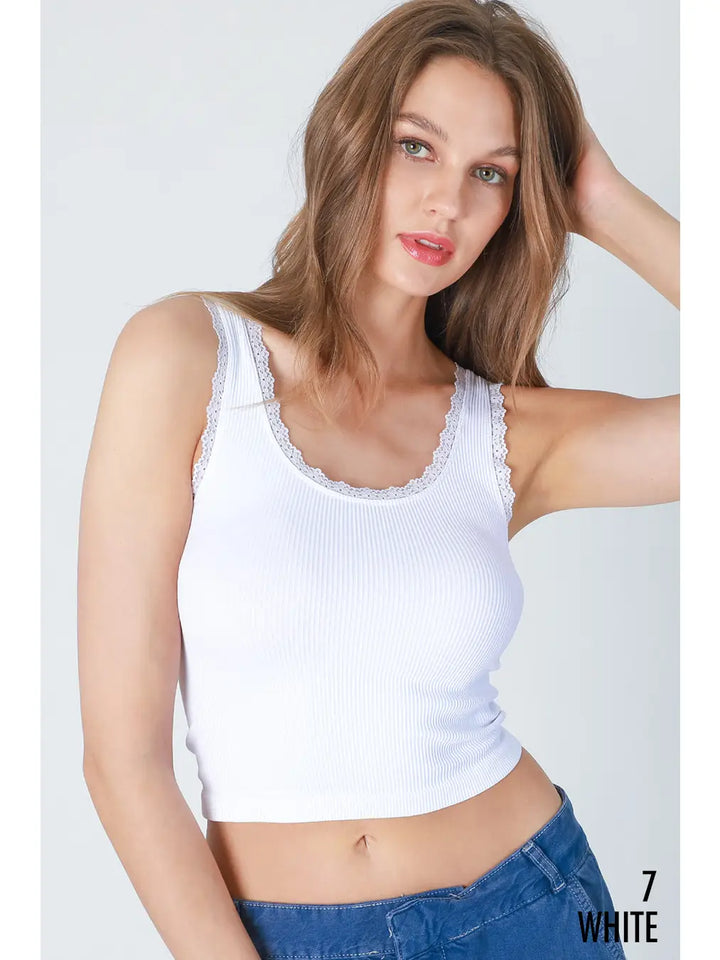 Lace Scoop Neck Tank Top