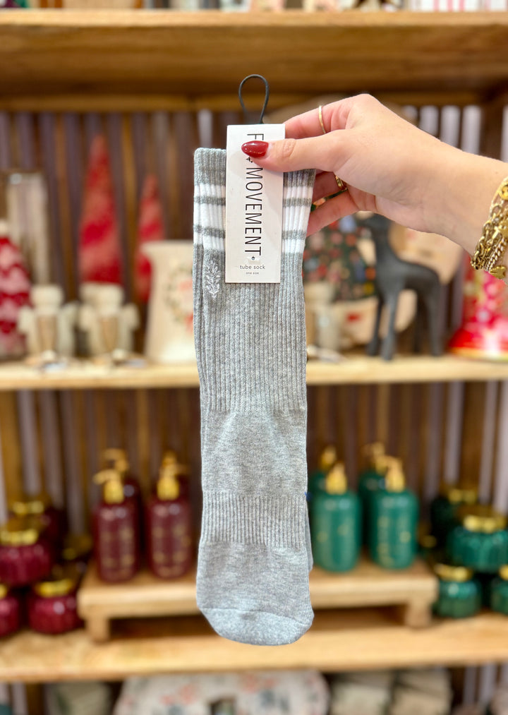 FP Movement Logo Stripe Tube Socks / Heather Grey