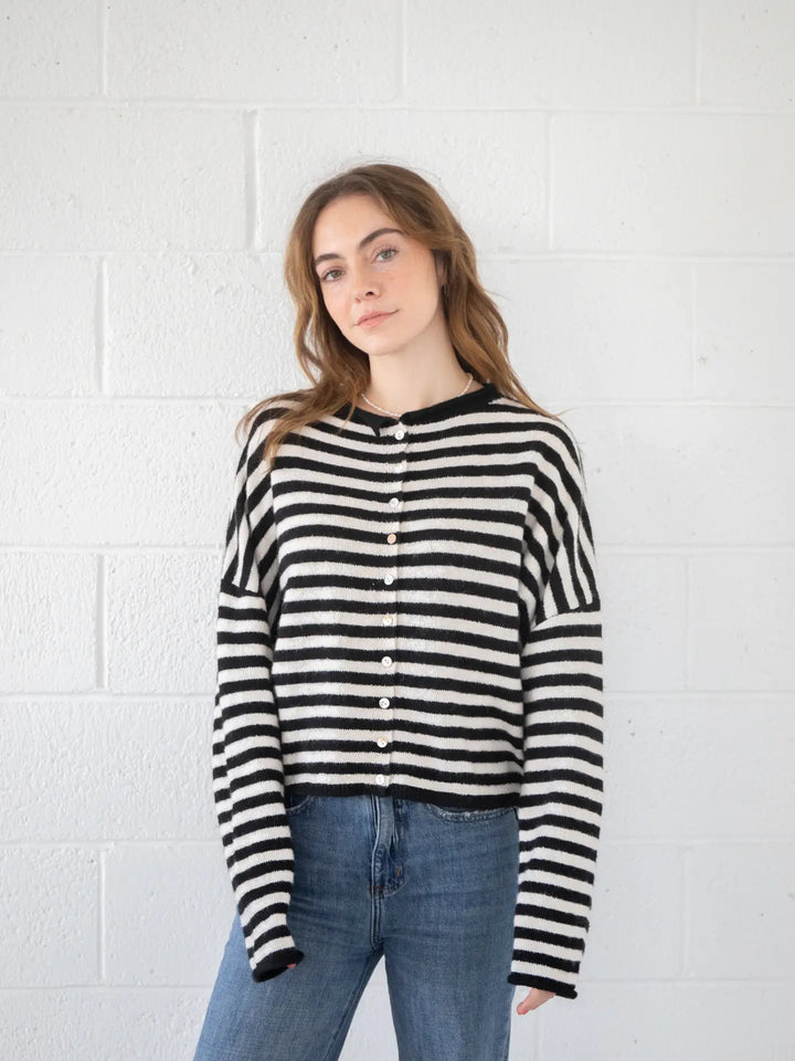 Piper Cardigan / Black Stripe