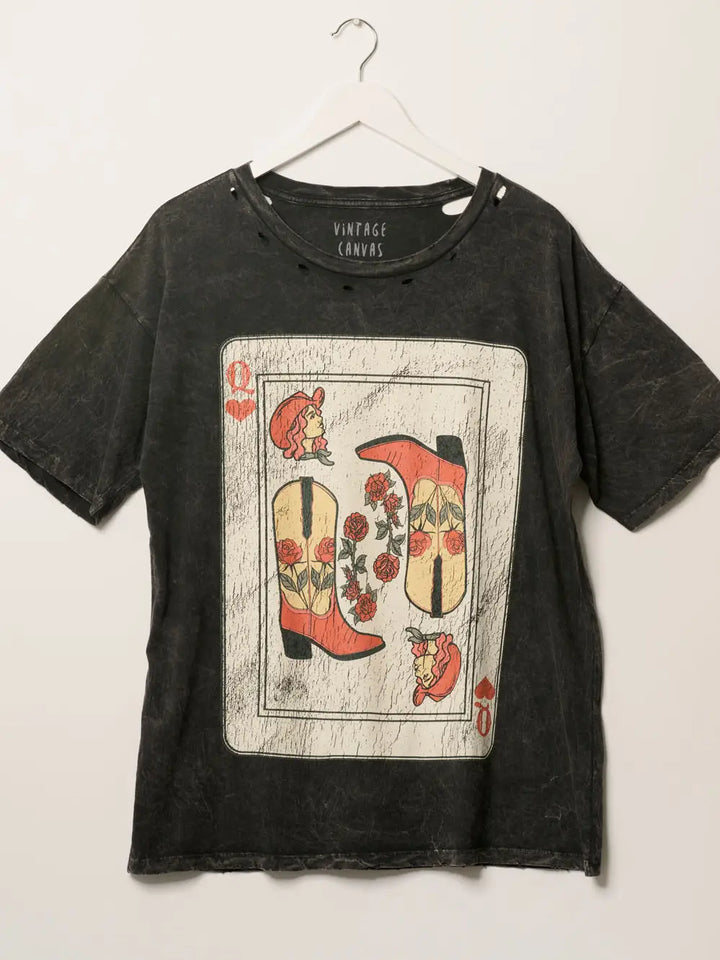 Queen Playing Card Tee / Charcoal