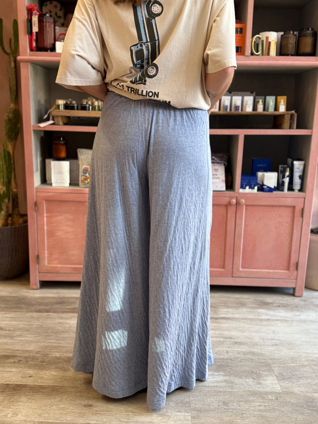 FP Wait A Minute Wide-Leg Lounge Pants / Soft Chambray