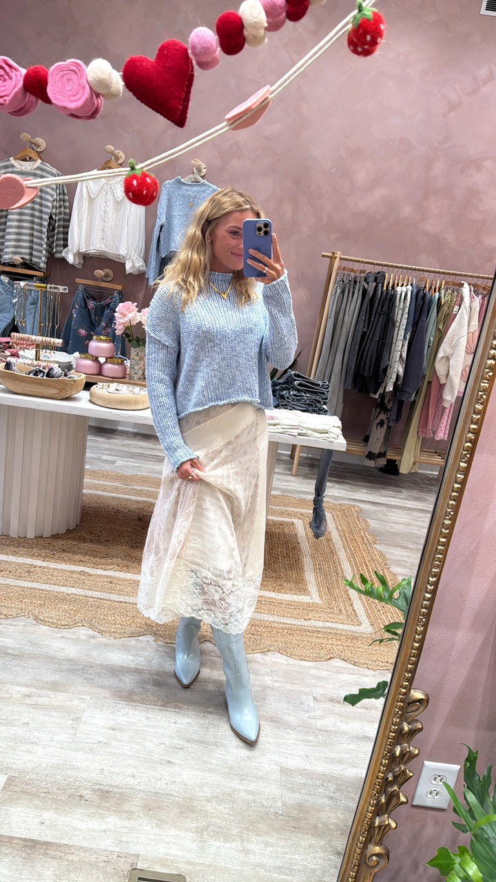 Free People Opal Rollneck Knit Sweater / Cashmere Blue