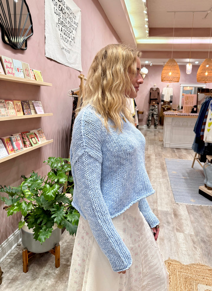 Free People Opal Rollneck Knit Sweater / Cashmere Blue