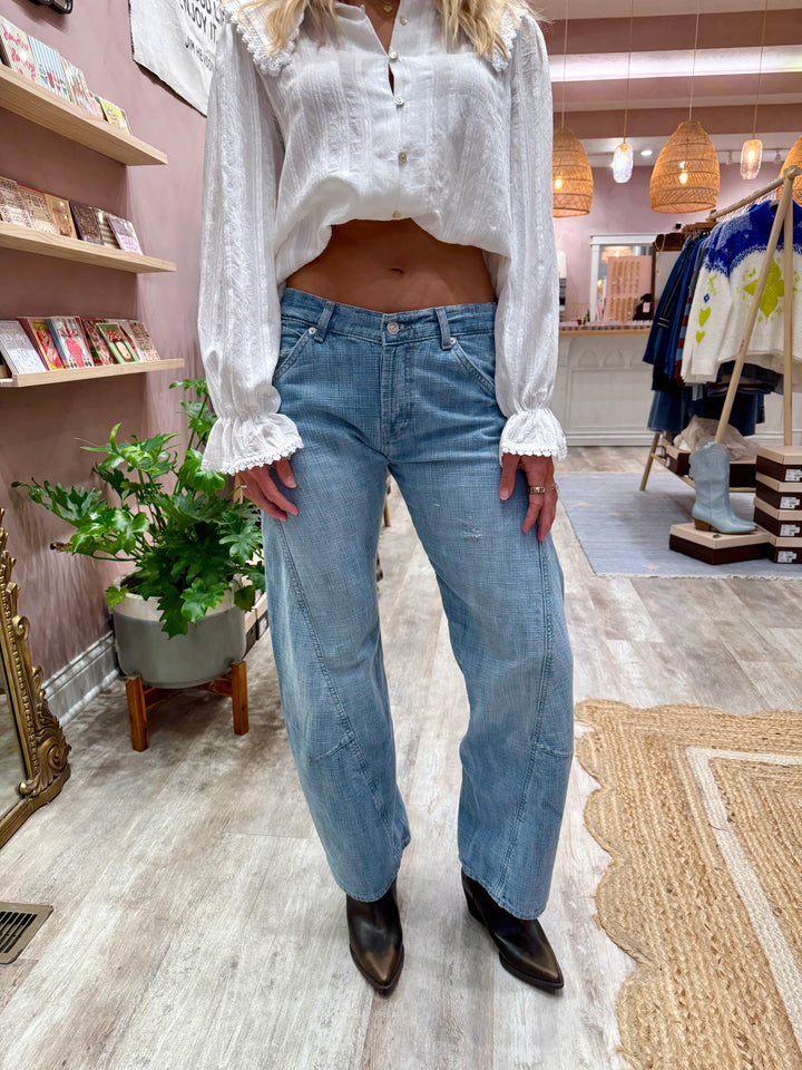 Free People Highland Low Rise Bowed Jean / Art School