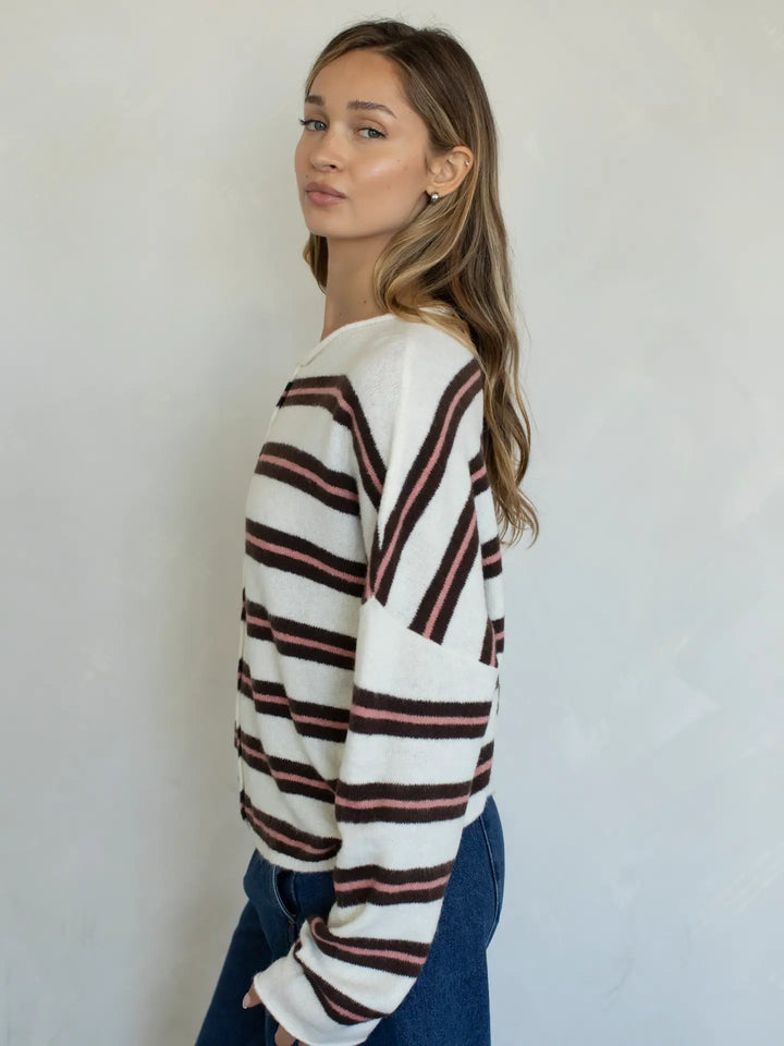 Varsity Piper Cardigan / Ivory
