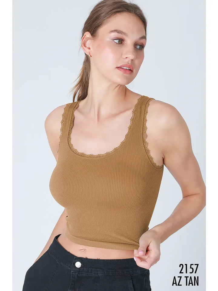 Lace Scoop Neck Tank Top