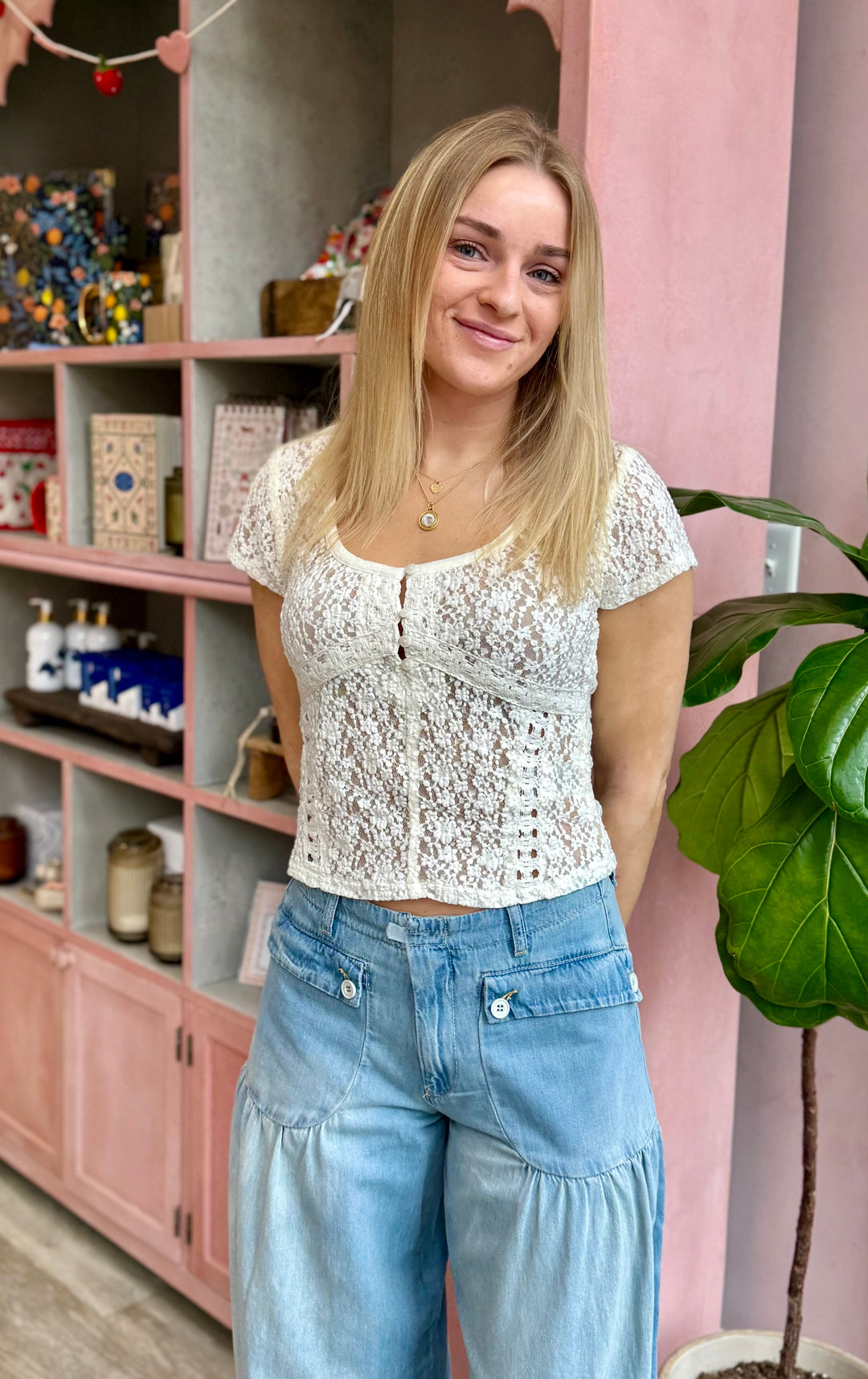 Free People Claro Short Sleeve Tee / Whisper White