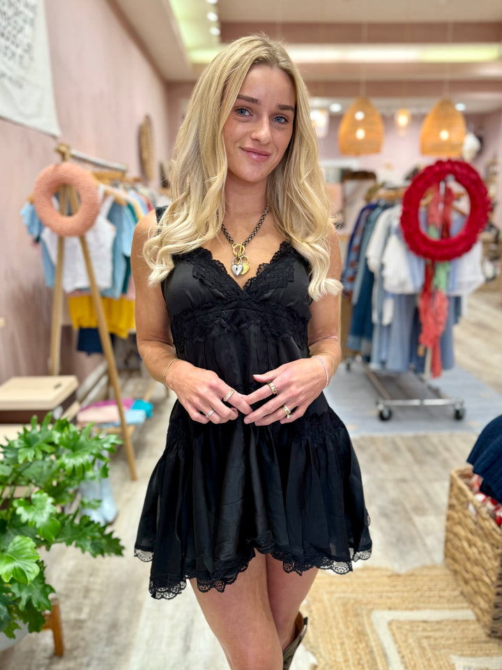 Free People In This Groove Mini Slip / Washed Black