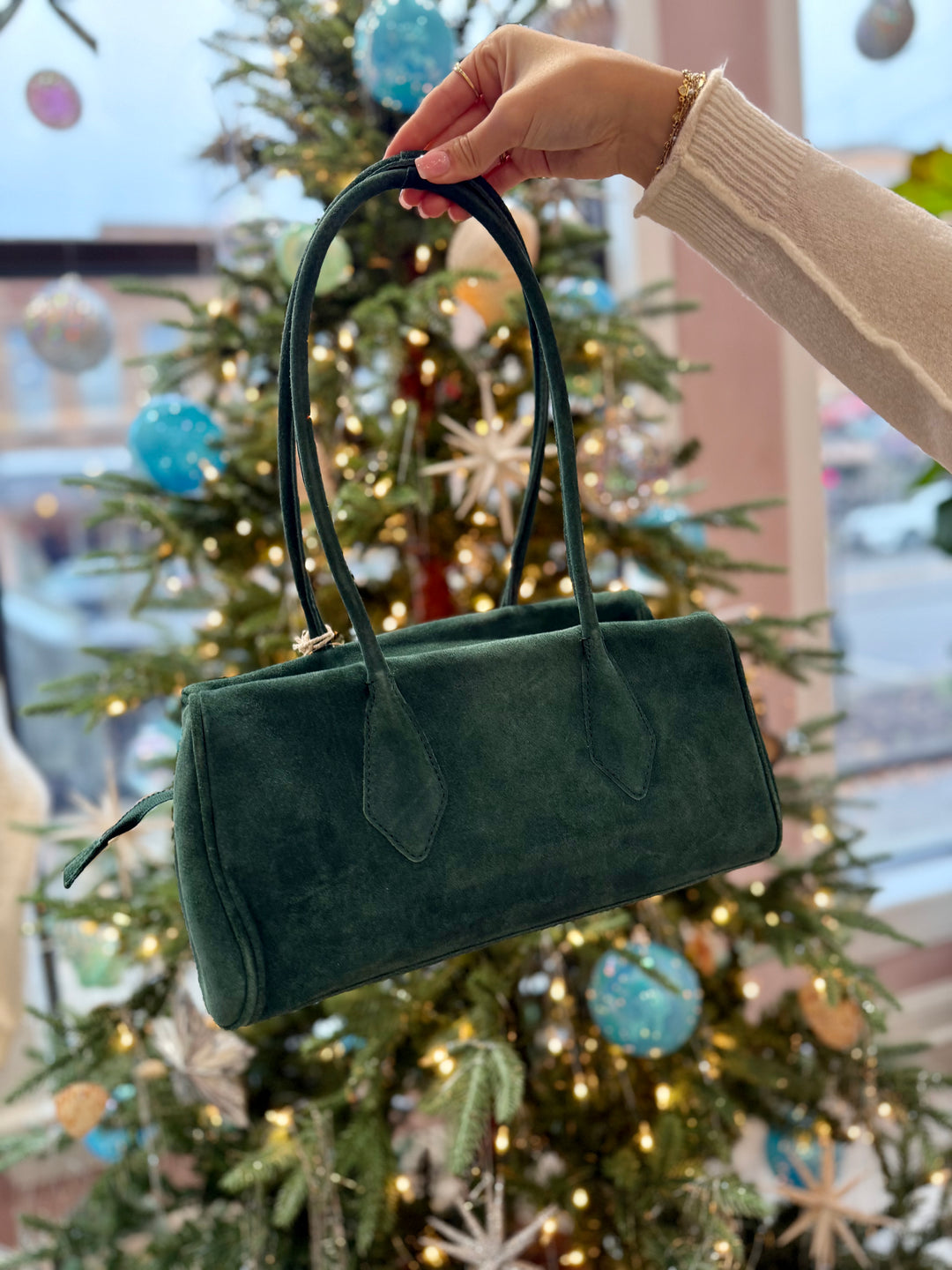 Sierra Suede Shoulder Bag / Emerald