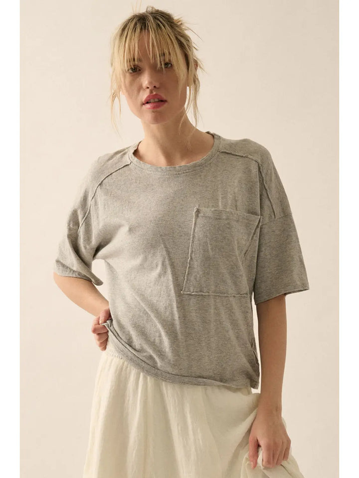 Easy Breezy Mineral-Wash Top / Heather Grey