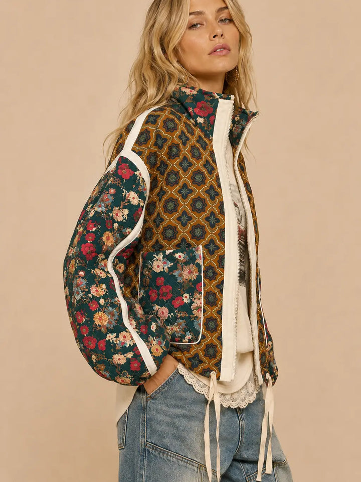 Mae Quilted Jacket / Brown Combo