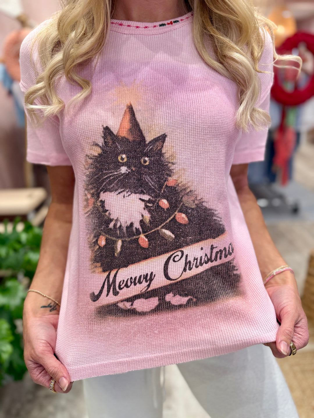 We The Free Merry Meowy Tee / Pink Combo