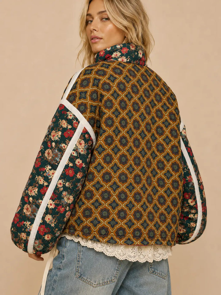 Mae Quilted Jacket / Brown Combo