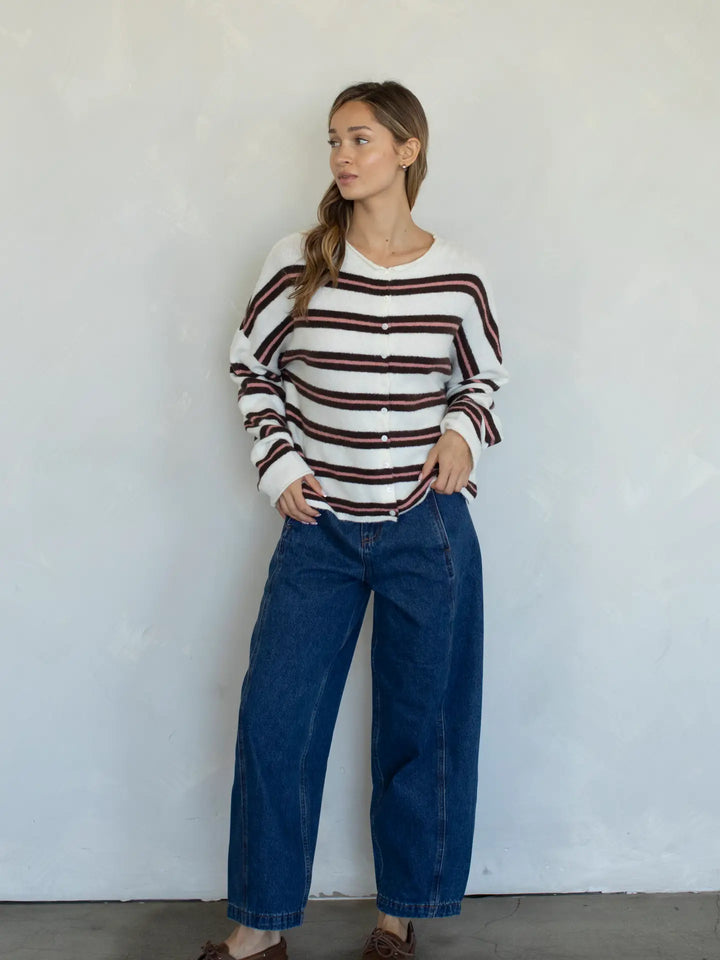 Varsity Piper Cardigan / Ivory