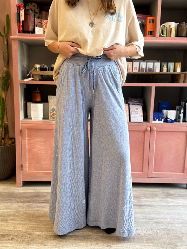 FP Wait A Minute Wide-Leg Lounge Pants / Soft Chambray