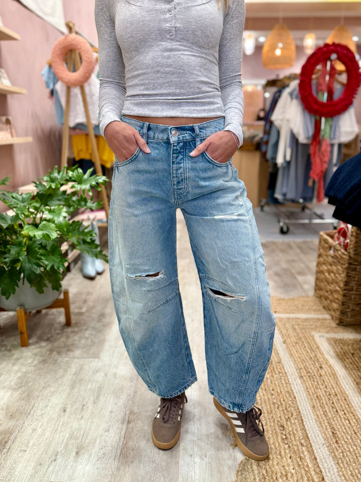 Free People Good Luck Mid Rise Barrel