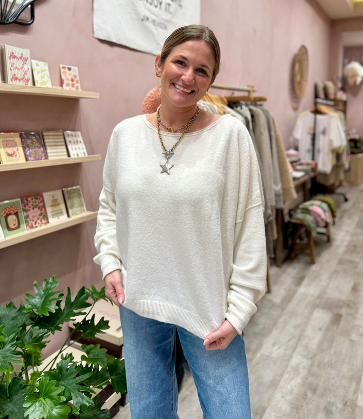 Free People See Me SoftSpun Pullover / White Combo