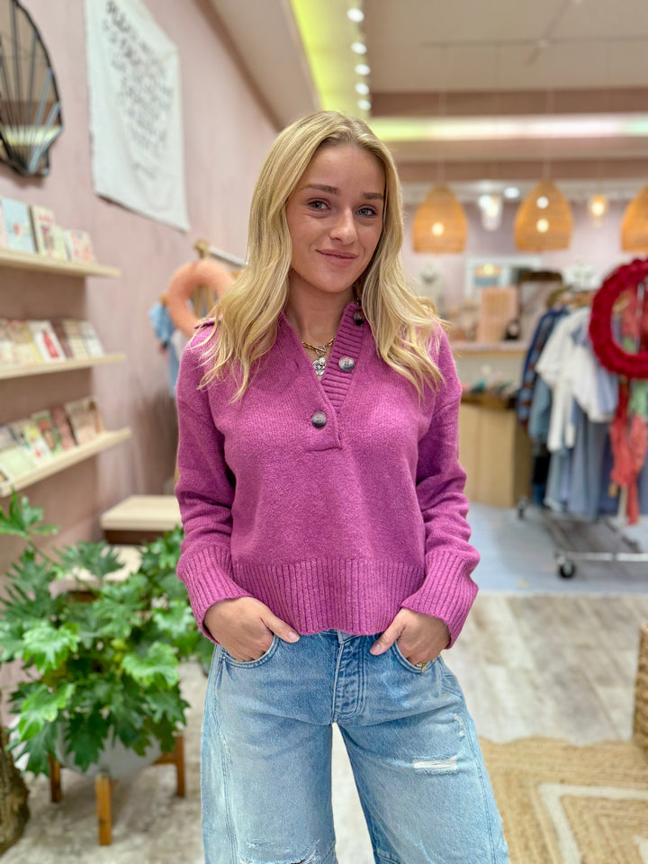 Free People Trading Up Polo / Magenta Haze Melange