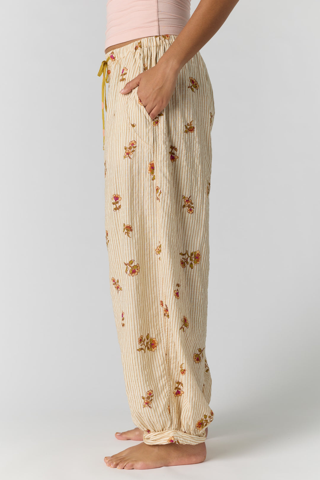 Free People On Repeat Drawstring PJ Pants / Ivory Floral