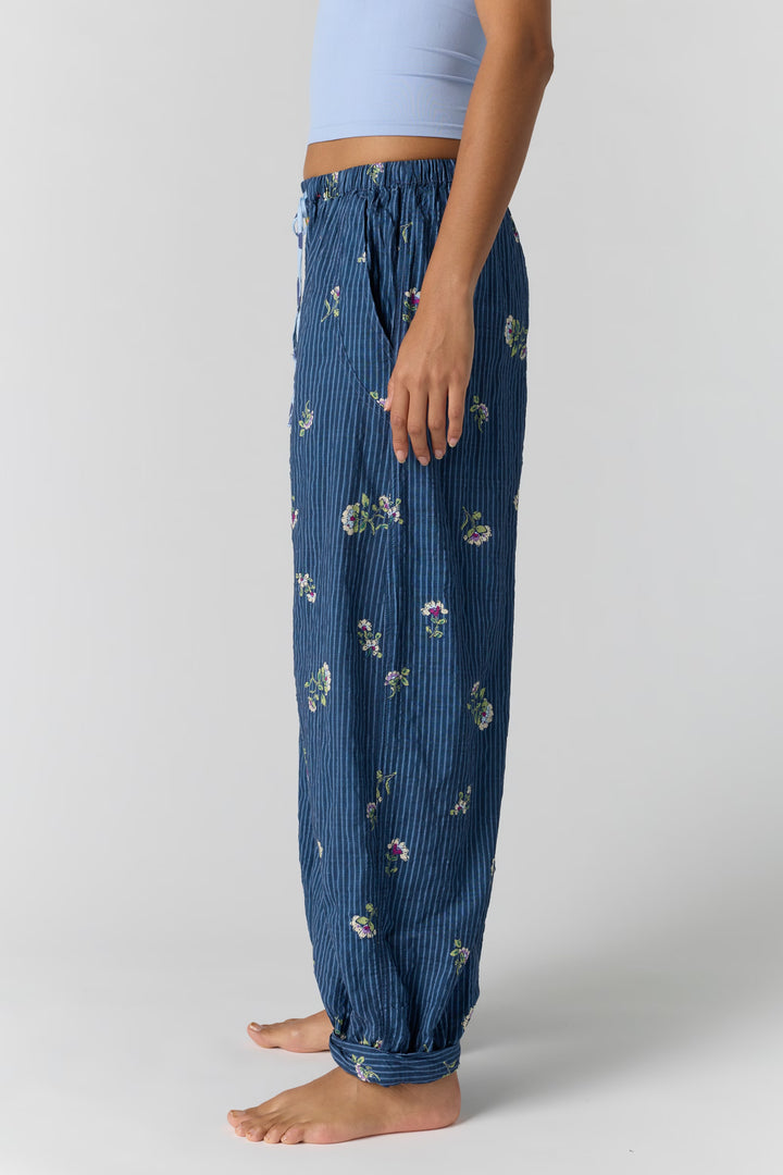 Free People On Repeat Drawstring PJ Pants / Blue Floral