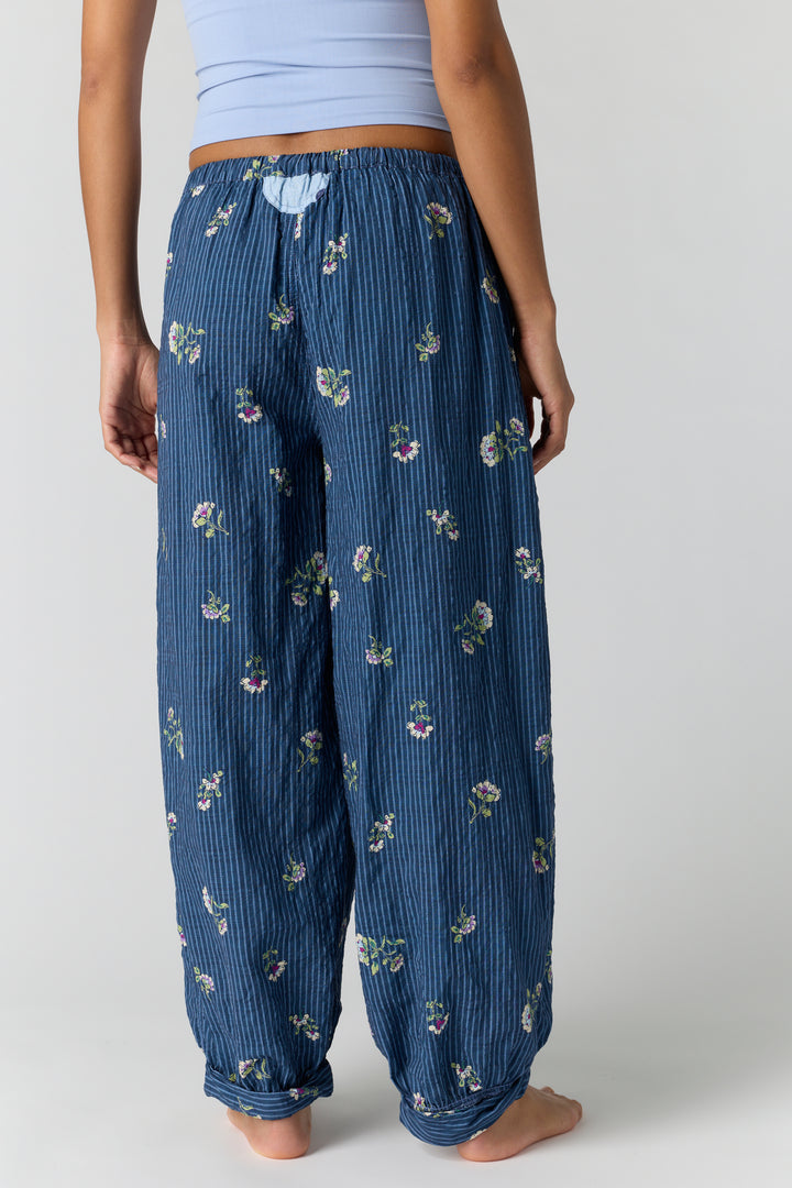 Free People On Repeat Drawstring PJ Pants / Blue Floral