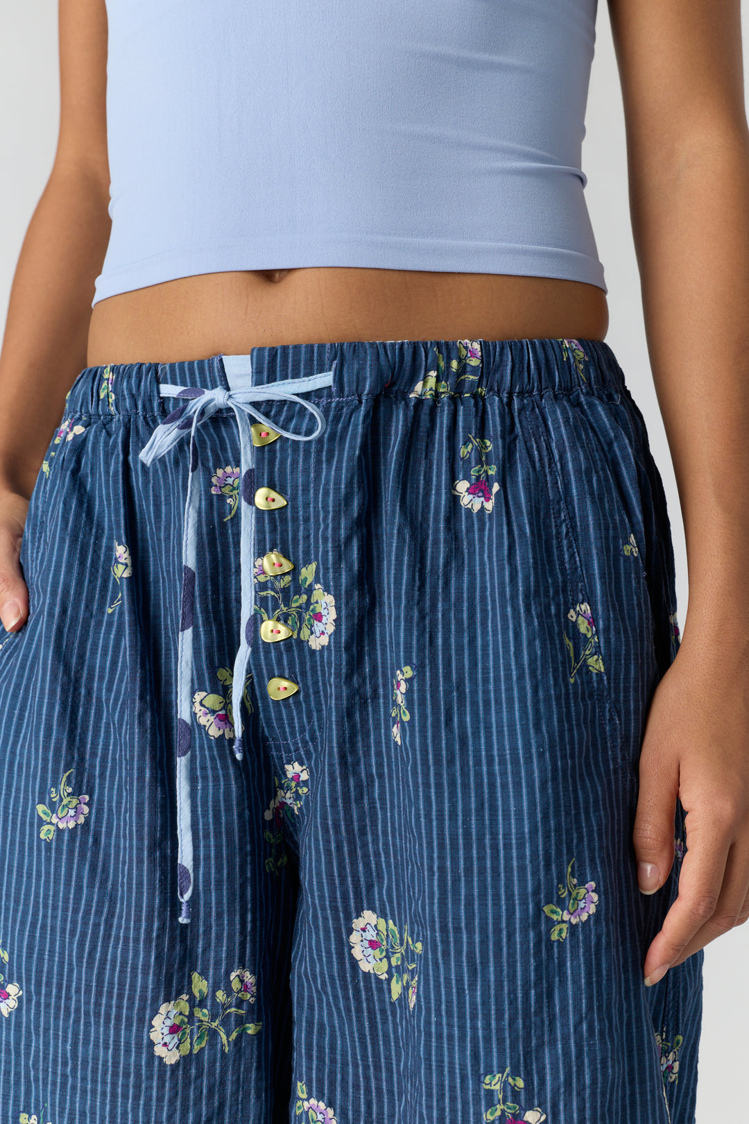 Free People On Repeat Drawstring PJ Pants / Blue Floral