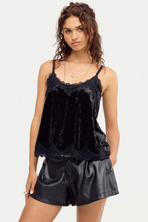 Free People Date Night Ready Tank / Charcoal Velvet