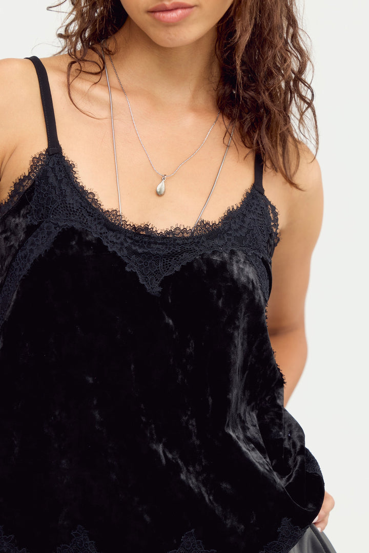 Free People Date Night Ready Tank / Charcoal Velvet