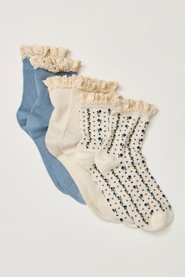 Ruffle Sock Pack / Turquoise