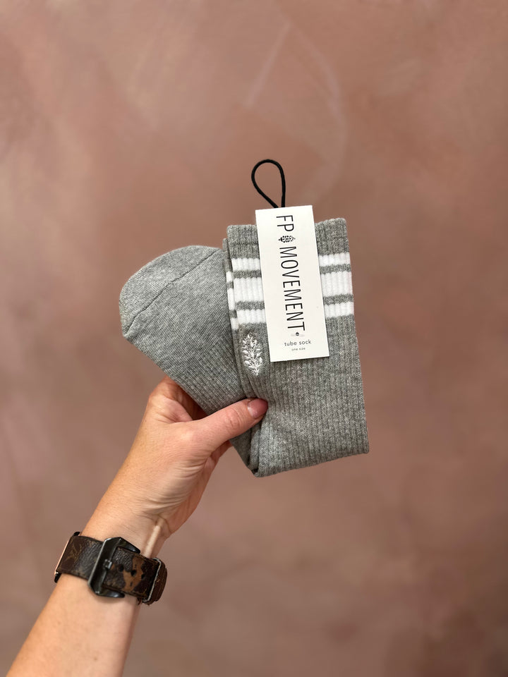 FP Movement Logo Stripe Tube Socks / Heather Grey