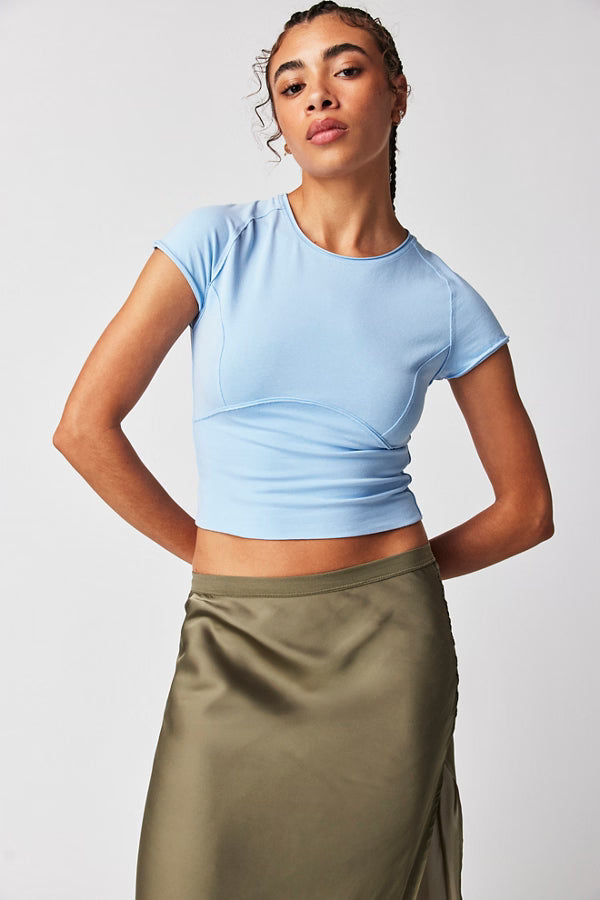 We The Free Protagonist Cropped Cap Sleeve Tee / Dream Blue