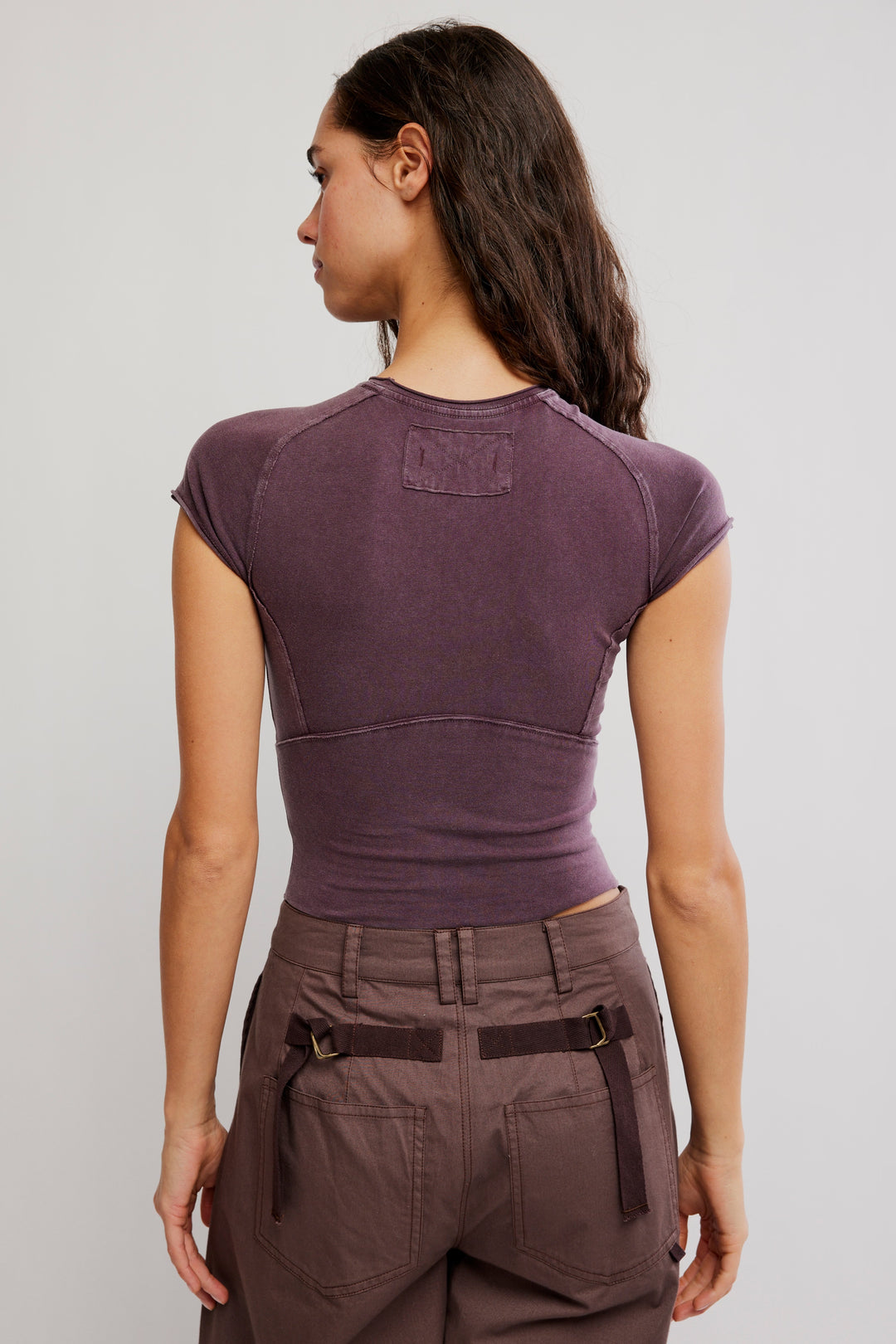 We The Free Protagonist Cropped Cap Sleeve Tee / Vintage Grape
