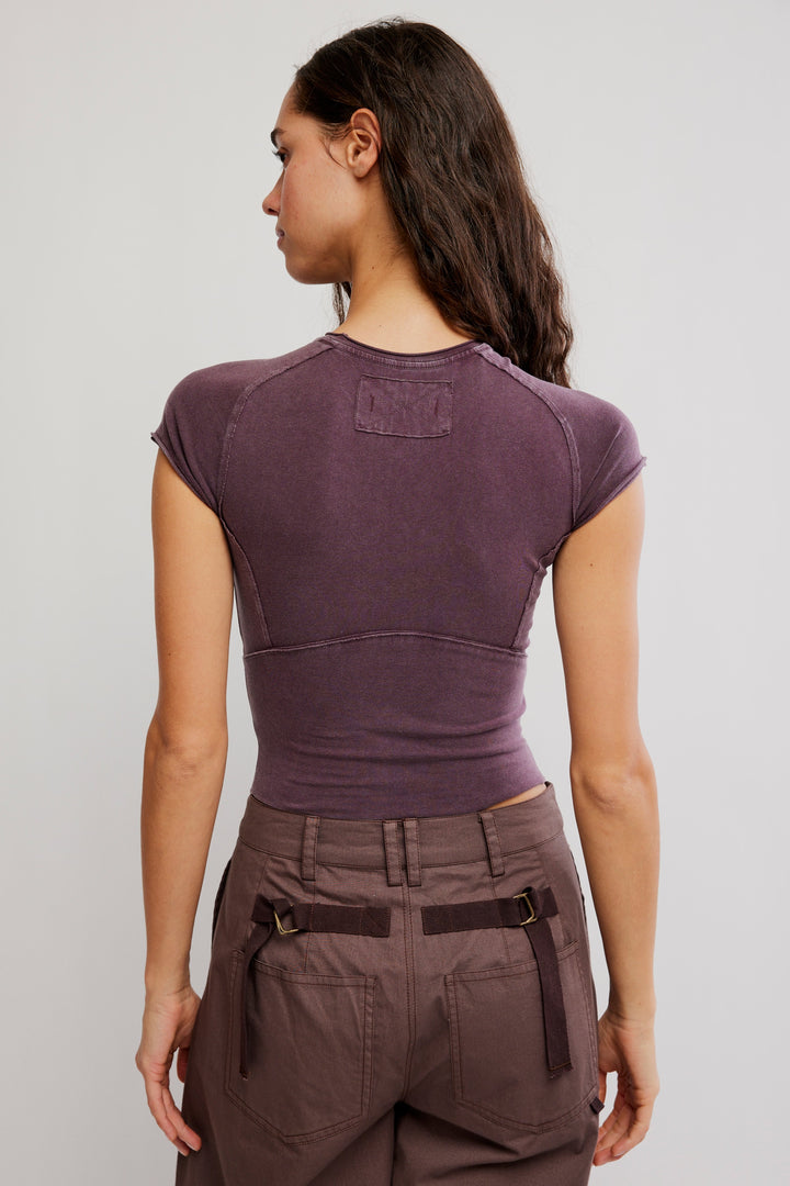 We The Free Protagonist Cropped Cap Sleeve Tee / Vintage Grape