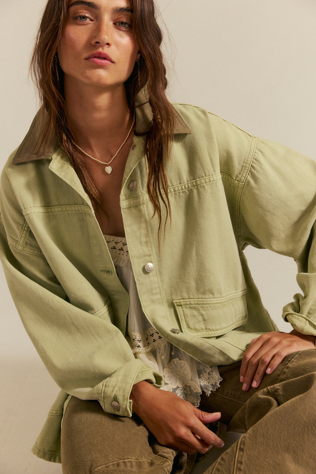 We The Free Lemon Denim Jacket / Washed Sage