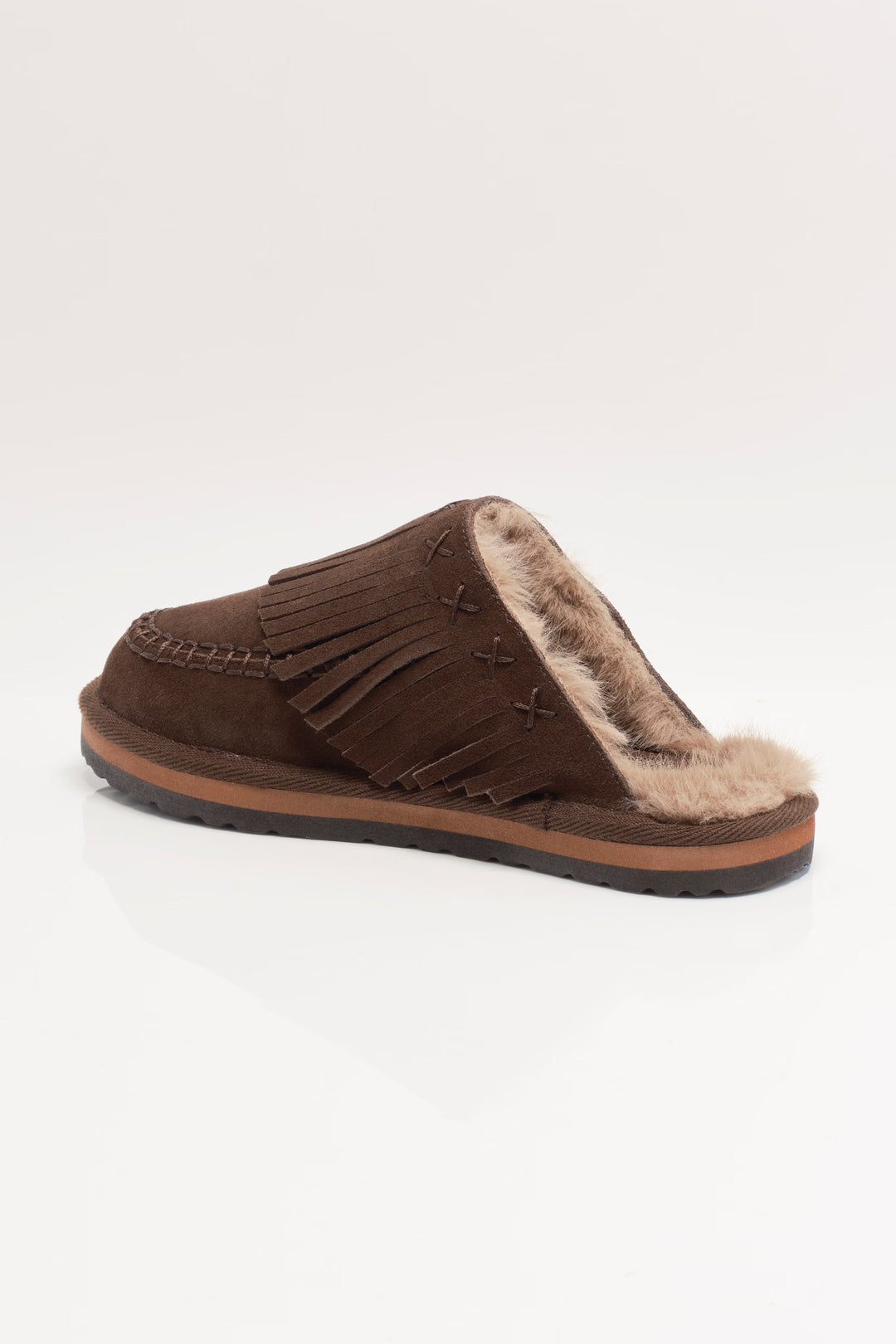 Free People Fallon Fringe Mules / Chocolate Suede