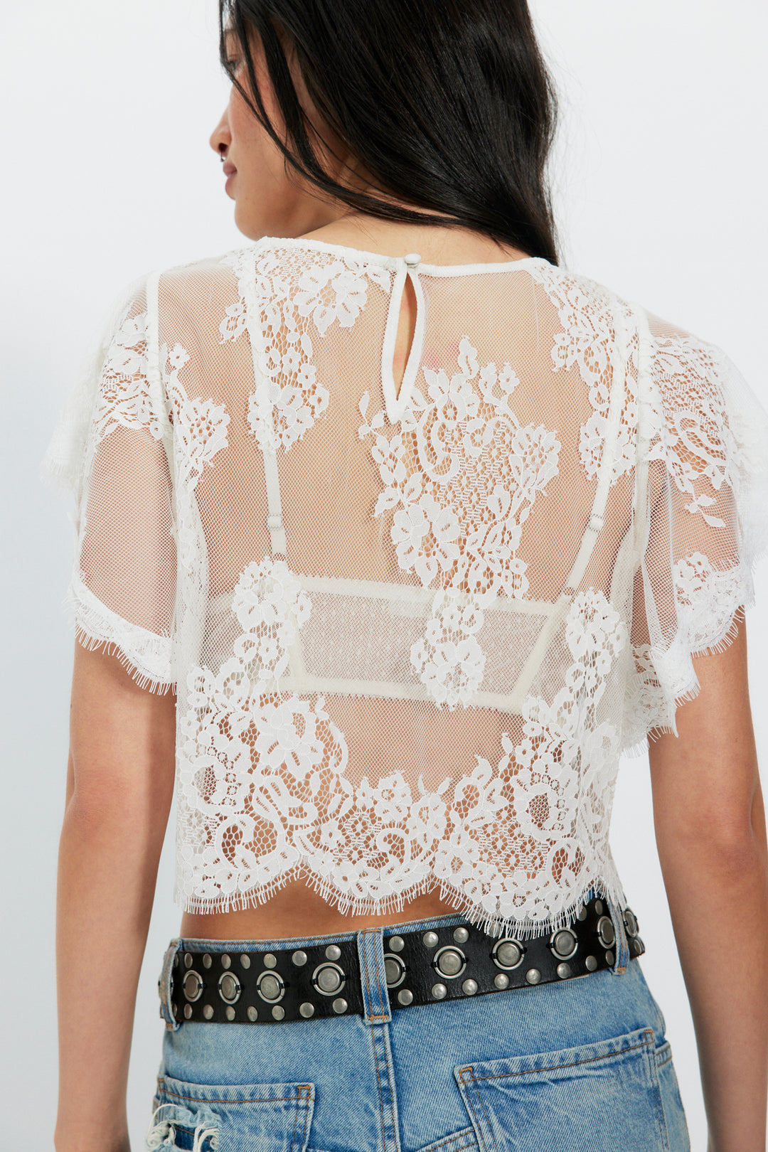 Free People Lunar Ash Lace Top / Clean Ivory