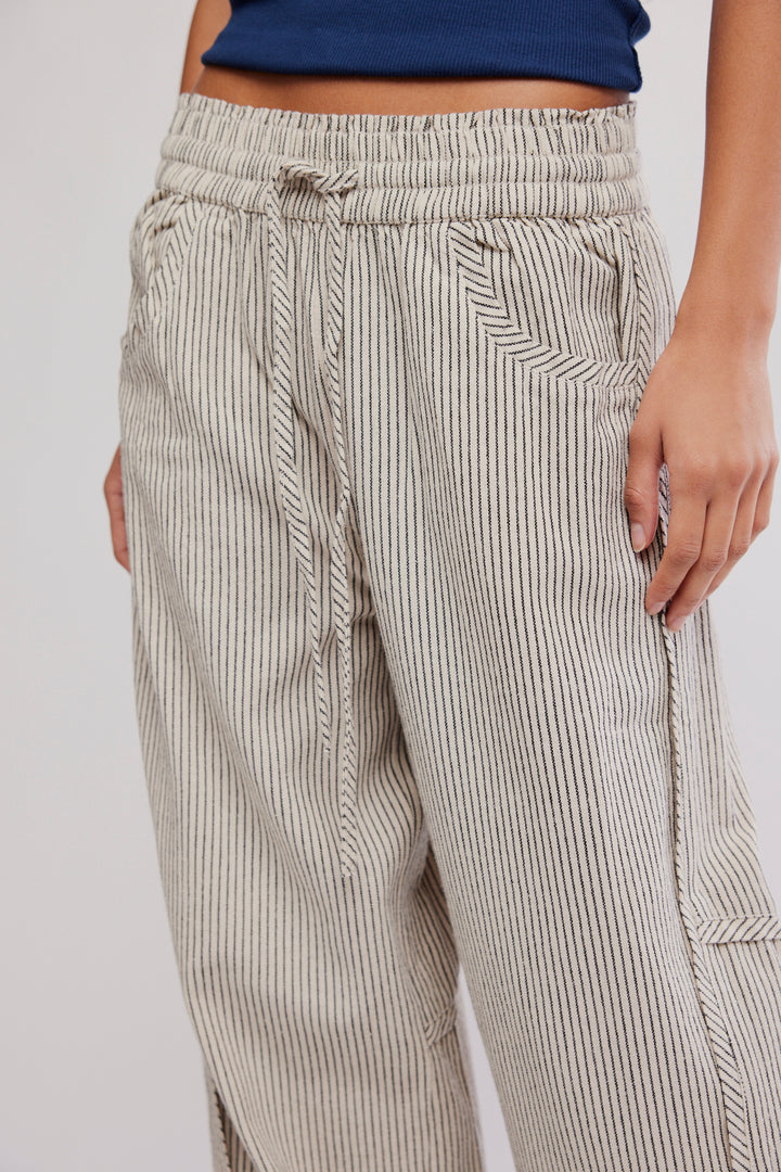 Free People Something Good Pull-On Barrel Pants / Ivory Combo