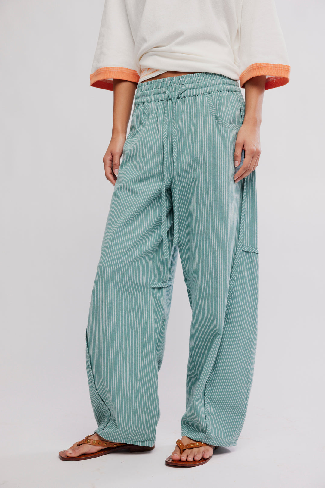 Free People Something Good Pull-On Barrel Pants / Blue
