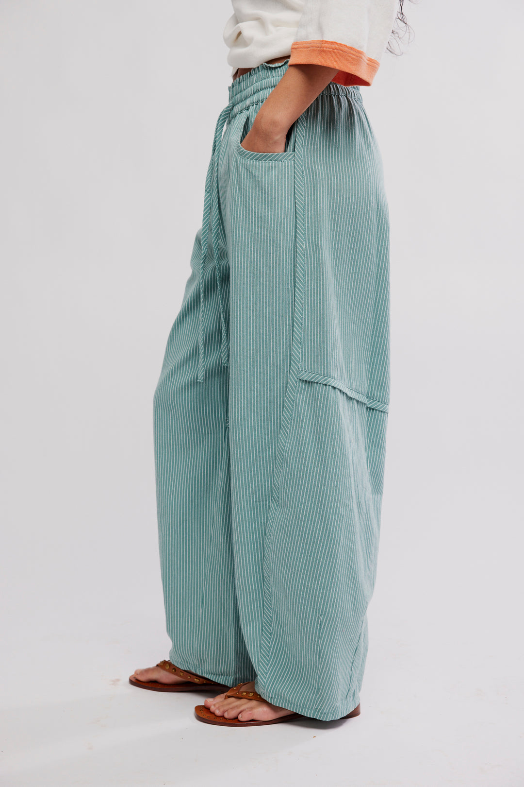 Free People Something Good Pull-On Barrel Pants / Blue