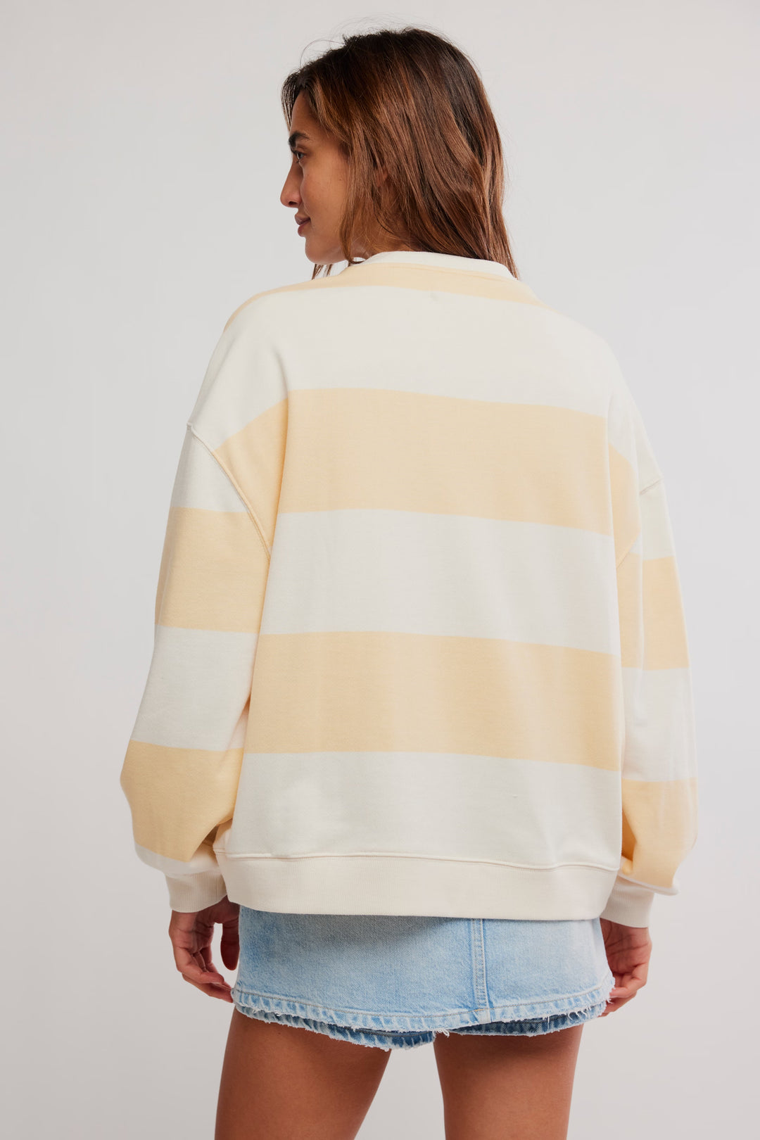 We The Free Classic Striped Oversized Crewneck / Apricot
